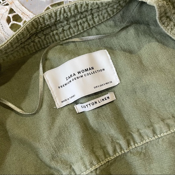 Zara sage green linen cotton kimono with belt - Picture 3 of 3